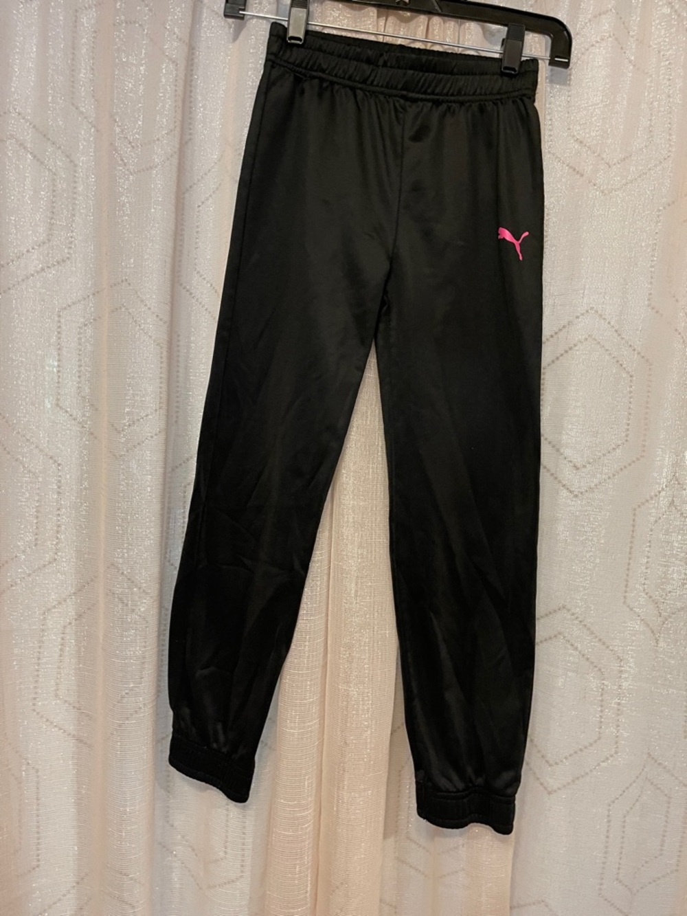 Puma Black Joggers with Pink Puma Logo